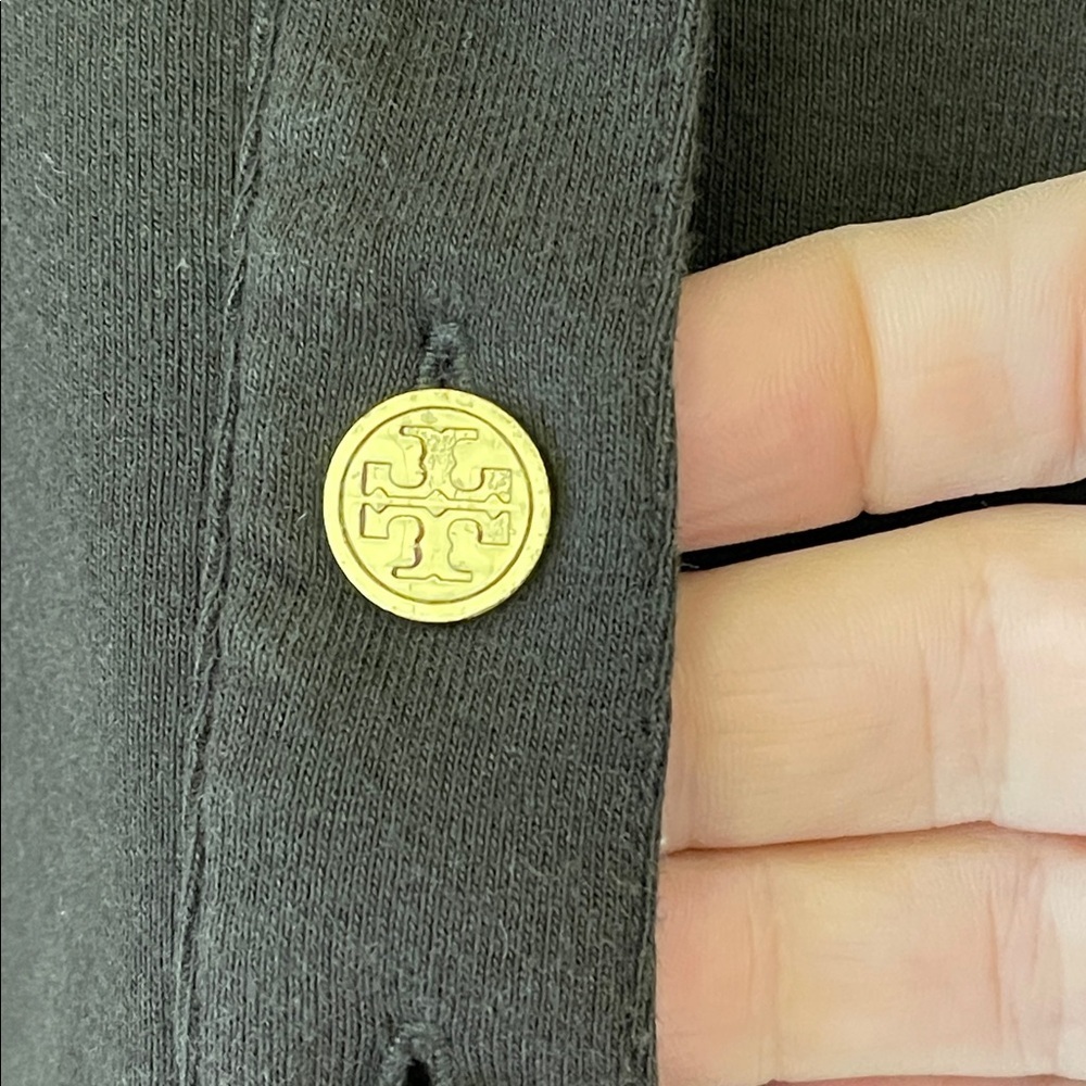 Tory Burch Brown Cotton Polo Shirt Gold Buttons XL GUC - Picture 4 of 6